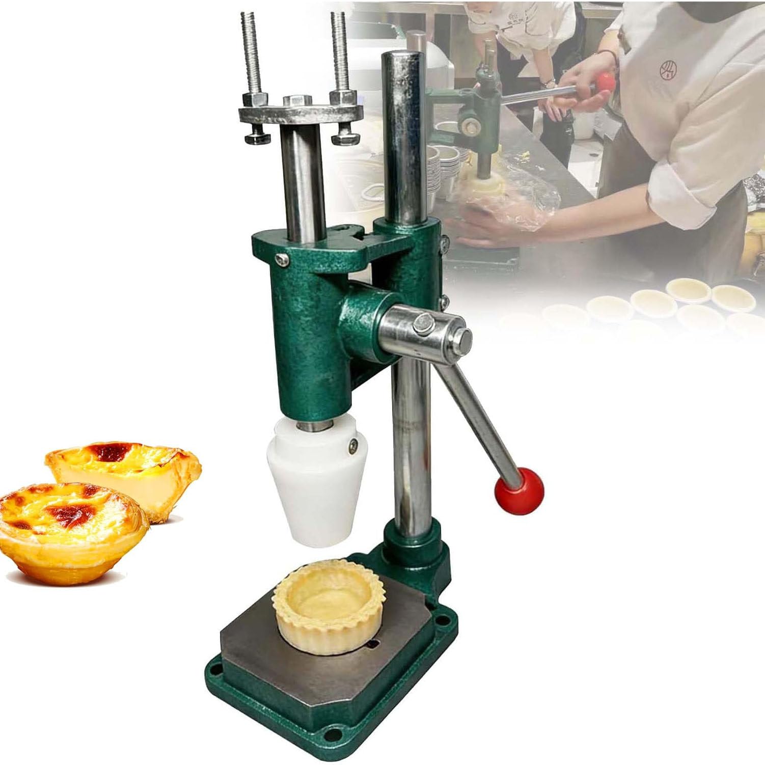 Prensa para Masa De Tarta De Queso,Máquina para Hacer Masa para Moldear Tartaletas De Huevo,Máquina De Prensado Manual De Tartas De Huevo,Formadora De Cáscara De Tarta De Natillas B03
