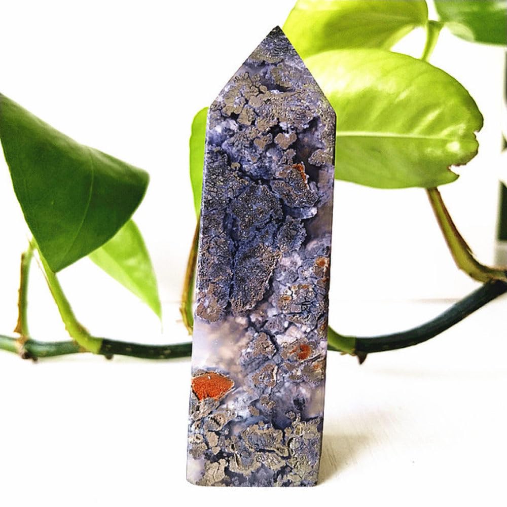 Torre de cristal de ágata natural y pirita A74 de 73mm para decoración