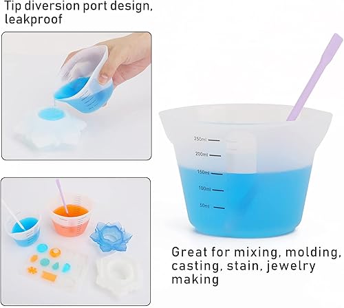 Miniatura 5 de Gartful 3 herramientas de silicona para manualidades, 1 alfombrilla de silicona de gran tamaño, 1 taza graduada de 16.9fl oz, 1 taza de mezcla de