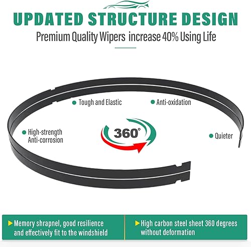 Miniatura 5 de Limpiaparabrisas de automóvil de 22 x 20 pulgadas, con goma de alta calidad y diseño de base estable, limpiaparabrisas de calidad OEM, transparente,