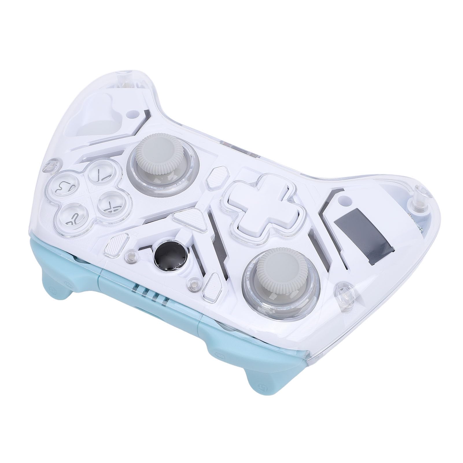 Hamwesh Controlador de Juegos, 2.4G Inalámbrico y BT 5.3 con Disparador Hall Burst RGB Light, Controlador de Juegos para PC, de Inalámbrico con Base de Carga Inteligente para (WHITE)