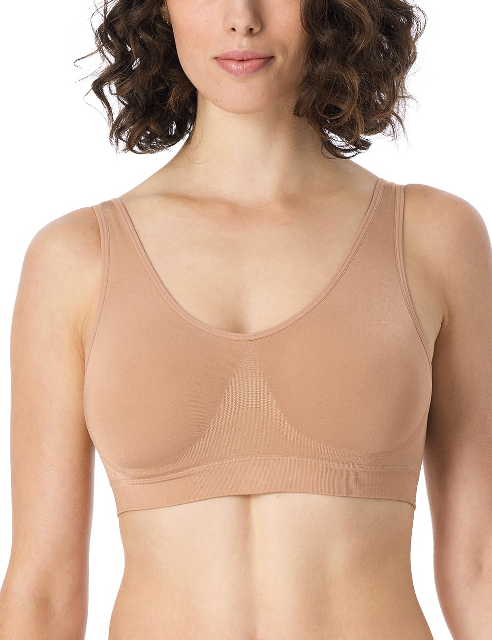 Schiesser Women's Bustier with Removable Pads Seamless Classic Seamless Sports Bra, Maple_181105, XL