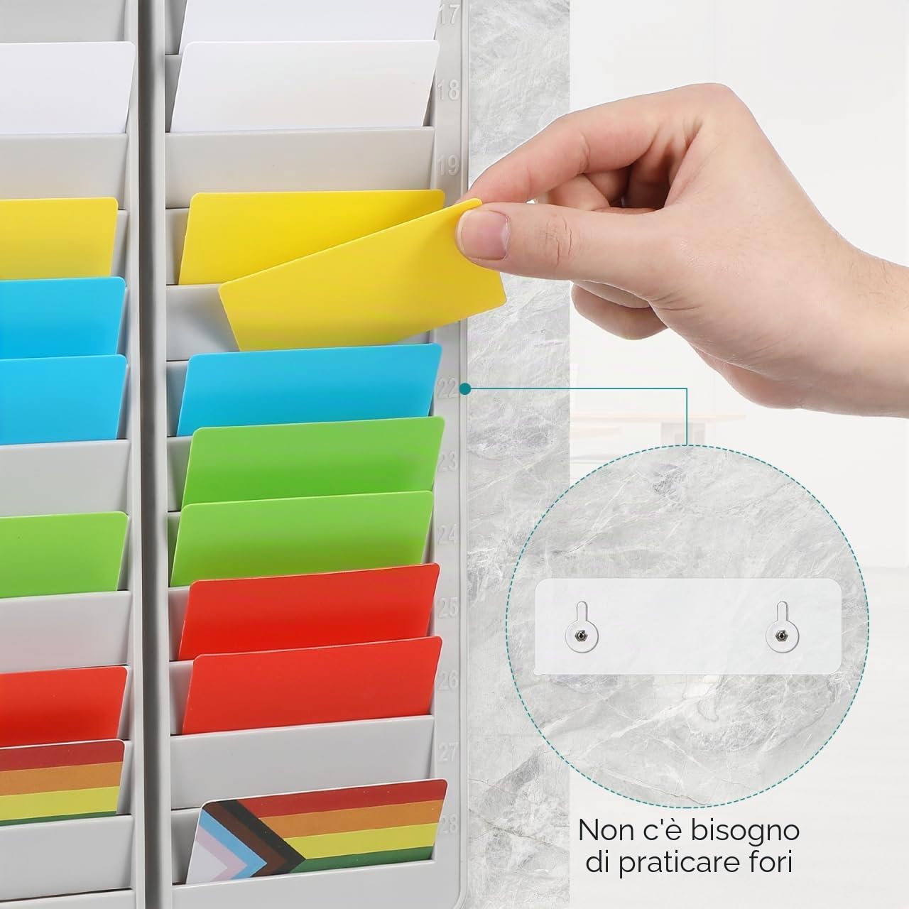 Tofficu Porta Carte Da Muro 28 Slot Per Organizzazione Presenze Supporto Per Cartellini Dipendenti Installazione Facile in Ufficio E Magazzino