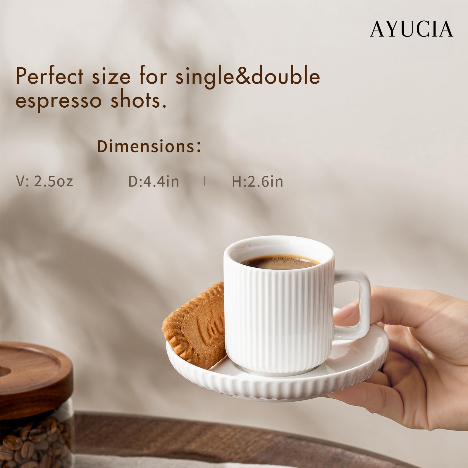 Amazon.com | AYUCIA 2.5OZ Mini Espresso Cups Set of 4, White Cream