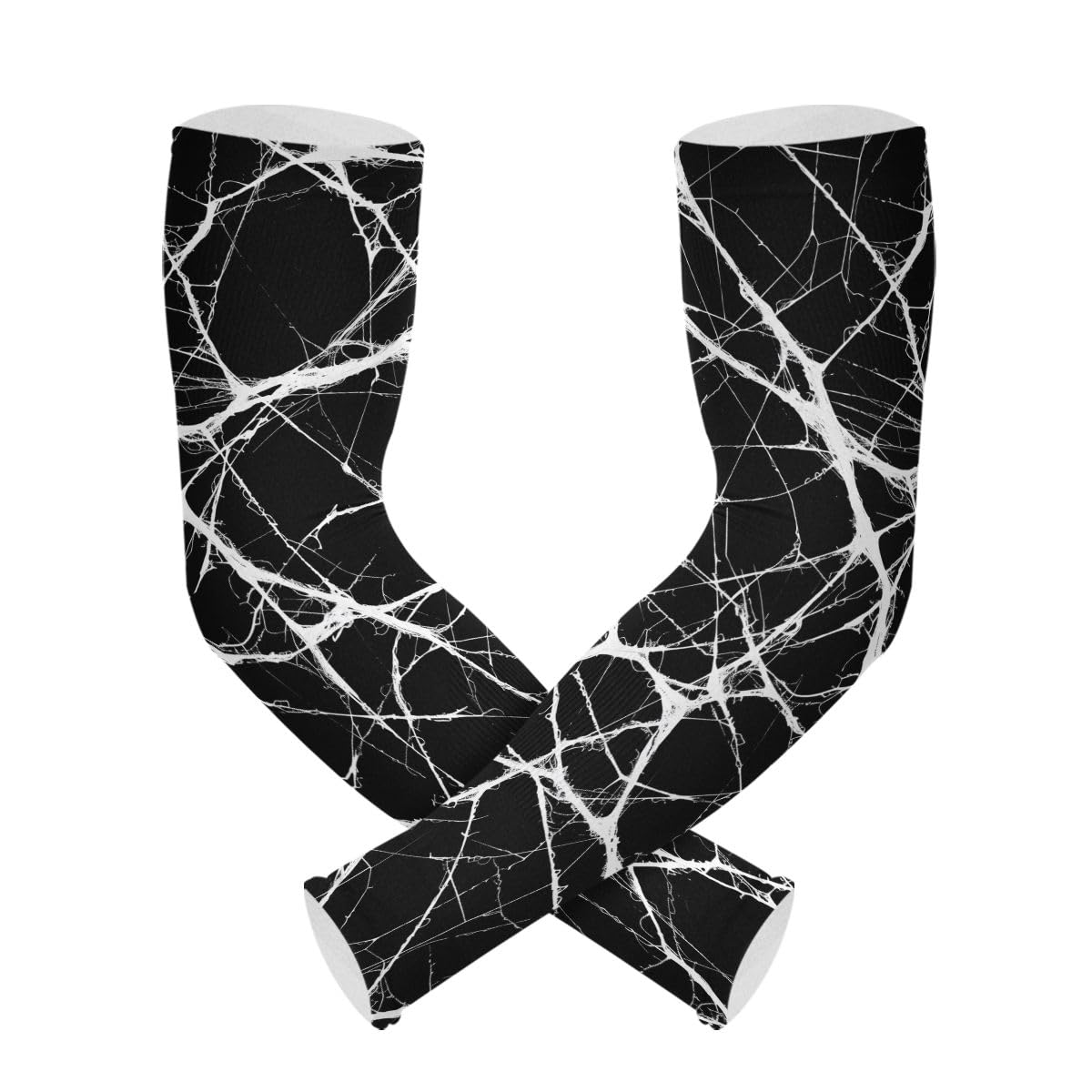 Cooling Arm Sleeves for Men Women UV Sun Protection Arm Covers Black Marble Compression Sleeves Sports Football Golf Cycling