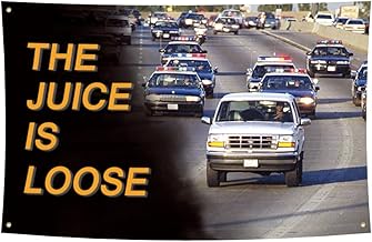 Loveon The Juice is Loose OJ Simpson Flag (3 x 5ft) for Room Decor, Cave Wall Flag, Outdoor, Parties, Gift, College Dorm, Durable UV Resistance Fading with Four Brass Grommets