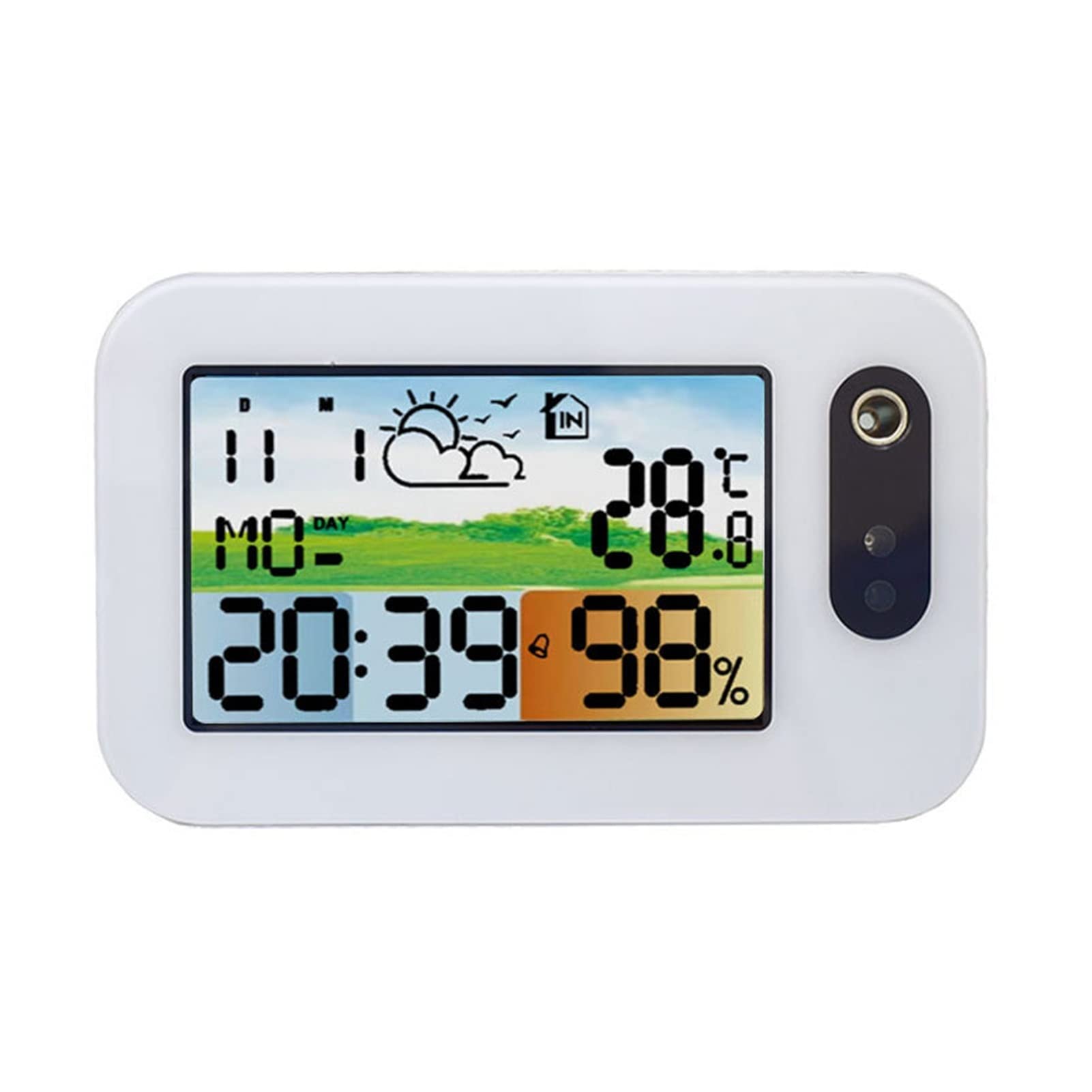 Stacja Pogodowa, Desktop do studiów sypialni LCD Kolorowy ekran cyfrowy budzik, mała prognoza pogody Temperatura Kalendarz elektroniczny zegar elektroniczny(Wit)