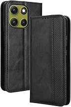 WBWONE Leather Folio Cover per Motorola Moto G86 5G, Custodia in Pelle PU Magnetica Libro Flip Portafoglio con [Funzione Stand]. Nero