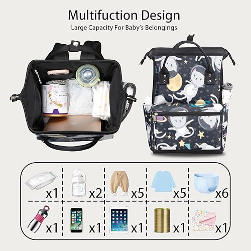 Miniatura 3 de cfpolar Mochila para pañales de gato astronauta universo galaxia gato maternidad recién nacido bolsas grandes para bebés para mamás padres mochila