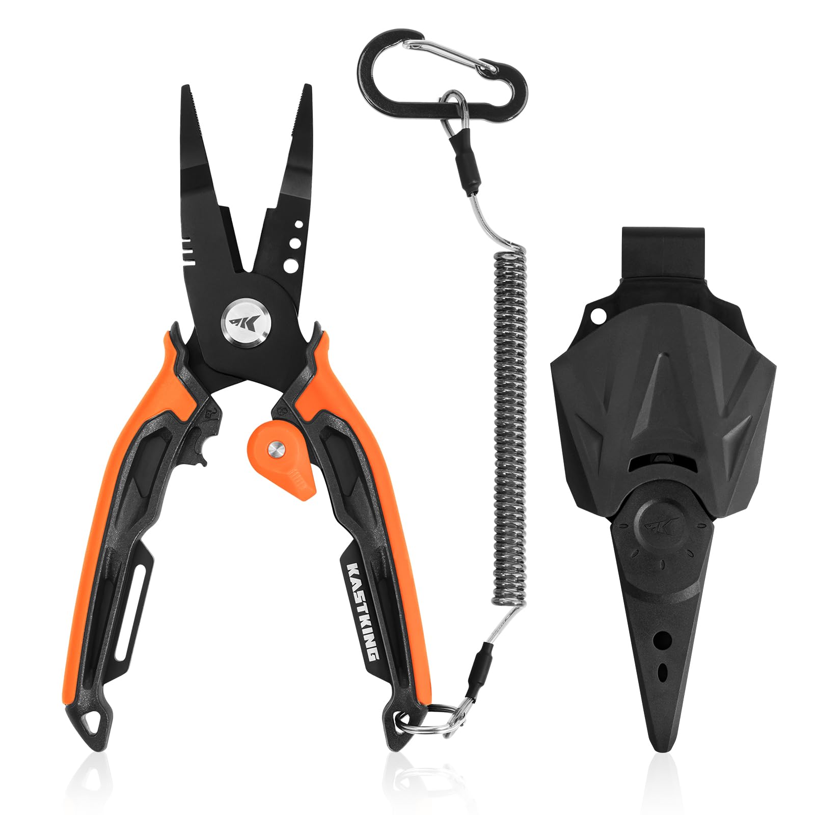 KastKing AeroVice 7.5" Fishing Pliers, 420 Stainless Steel, Uni-Body Construction, Lightweight & Corrosion-Resistant, Multi-Function Jaws, Braid Cutters, Sheath, Lanyard & Carabiner