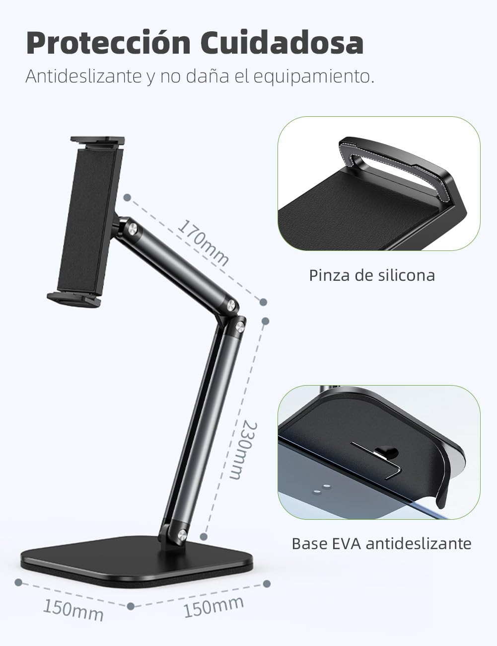 Soporte para Tablet y Smartphone, iPad, iPhone y Tablet (4"-12.9") con Altura y Ángulo Ajustables