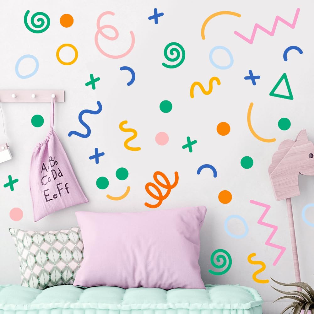 Vomika 80PCS Geometric Line Wall Decals, Irregular Abstract Shapes Stickers