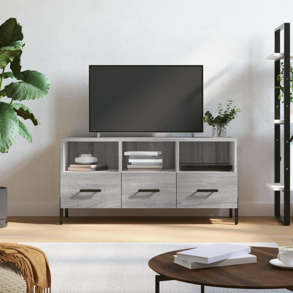Drewnopochodna szafka pod TV z szufladami Szary 102x36x50 cm