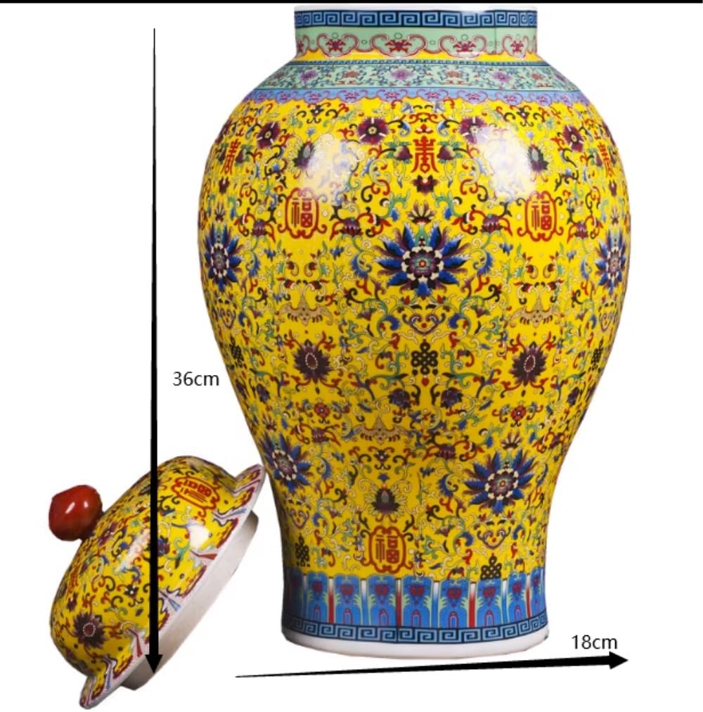 Żółte wazony ceramiczne Słoik na imbir z pokrywką do wystroju