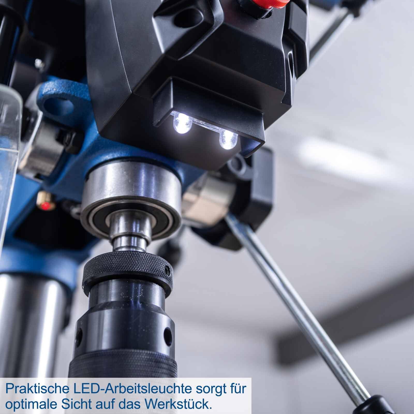 Scheppach Tischbohrmaschine TBM300Vario mit 80mm Bohrtiefe | Leistung 750W | Bohrfutter 1-16mm | Drehzahl 440–2580min-1 | Schnellspannbohrfuter, Digitaldisplay, Laser & LED | Holz, Kunststoff & Metall