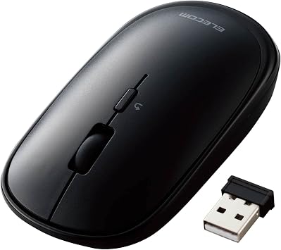 Elecom Slint M-TM10DBBK/EC Wireless Mouse, 2.4 GHz, Slim, Quiet, 4 Buttons, Presentation Mode Function, Compatible with Windows and Mac, Black
