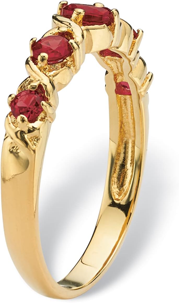 PalmBeach Gold-Plated Simulated Birthstone X O Ring Sizes 5-10