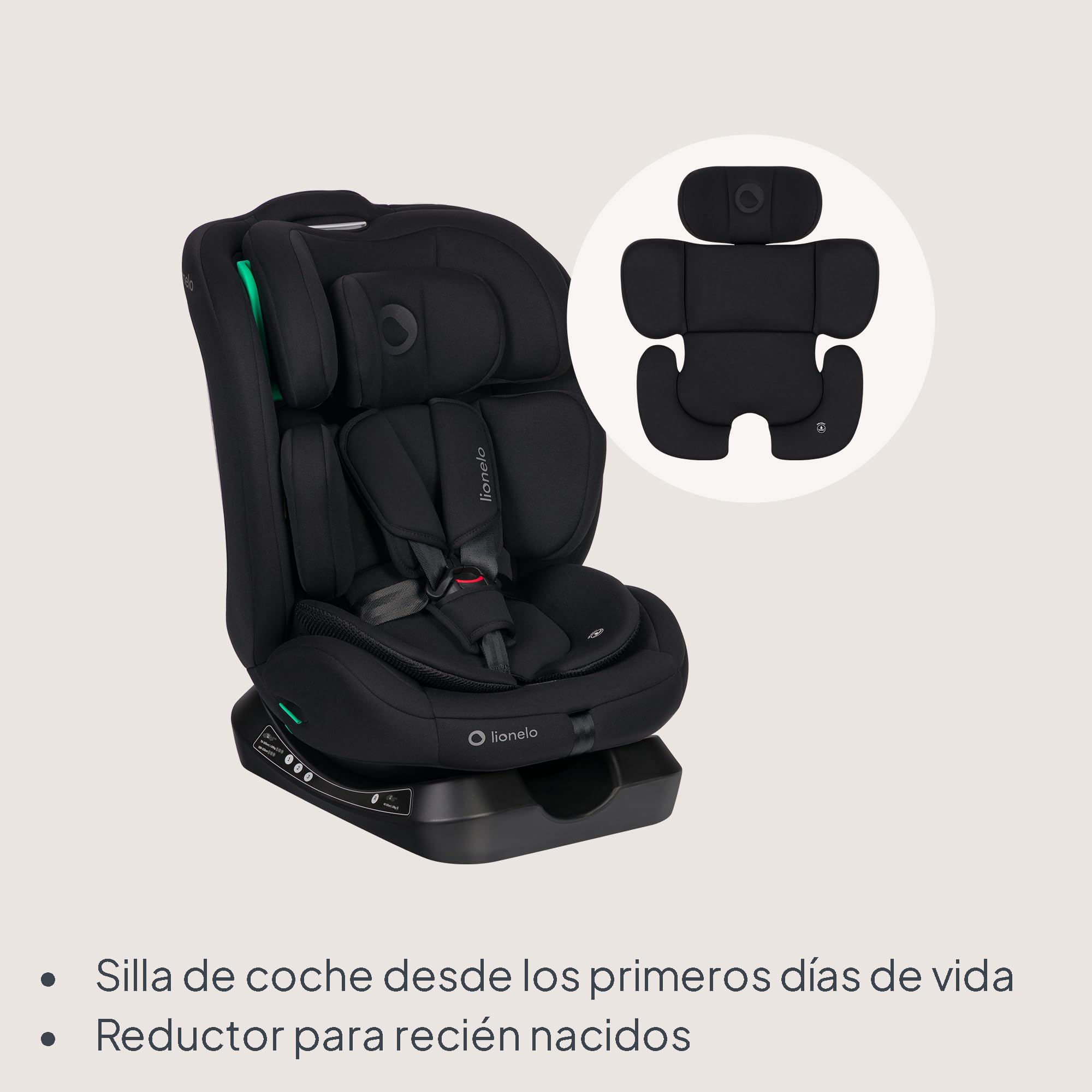 Lionelo Aart i-Size Silla De Coche, Grupo 0/1/2/3, 40-150 cm, 0-12 Años, Instalación Universal Con Cinturón, Reposacabezas Memory Foam Ajustable, a Contramarcha y a Favor de la Marcha, Funda Extraíble
