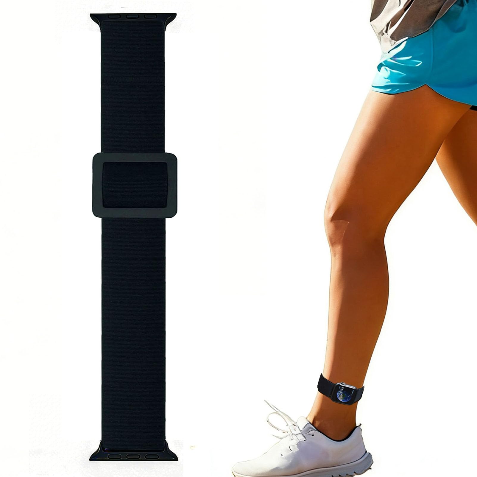 Adjustable Elastic Armband or Ankle Band for Compatible with Apple Watch Ultra 1/2 49mm Apple Watch Series 9 8 7 41mm/45mm Apple Watch Series 6 SE 5 4 40mm/44mm and Apple Watch Series 3 2 1 38mm/42mm,