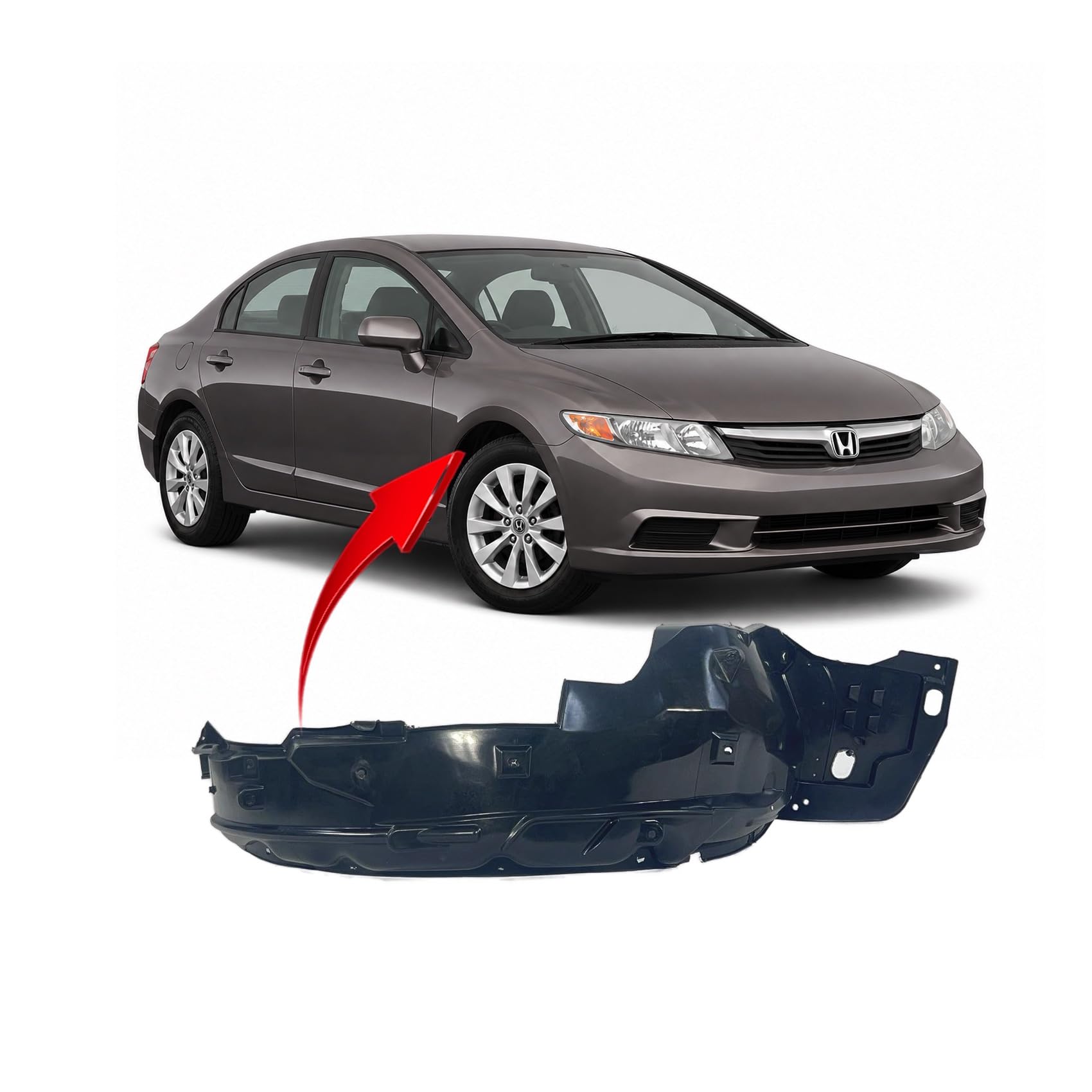 FitParts Compatible with Honda Civic 2012 Front Right Fender Liner