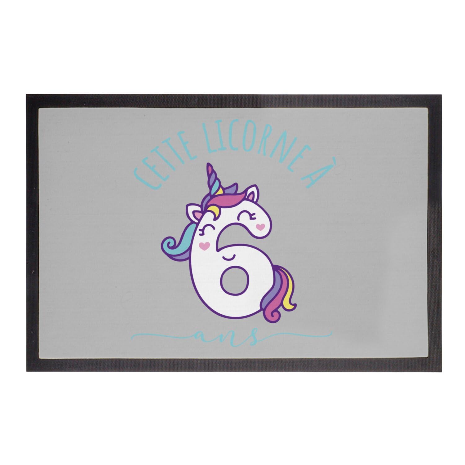 Paillasson Licorne 6 Ans fini les sols sales avec ce tapis gris enfant 60x40cm