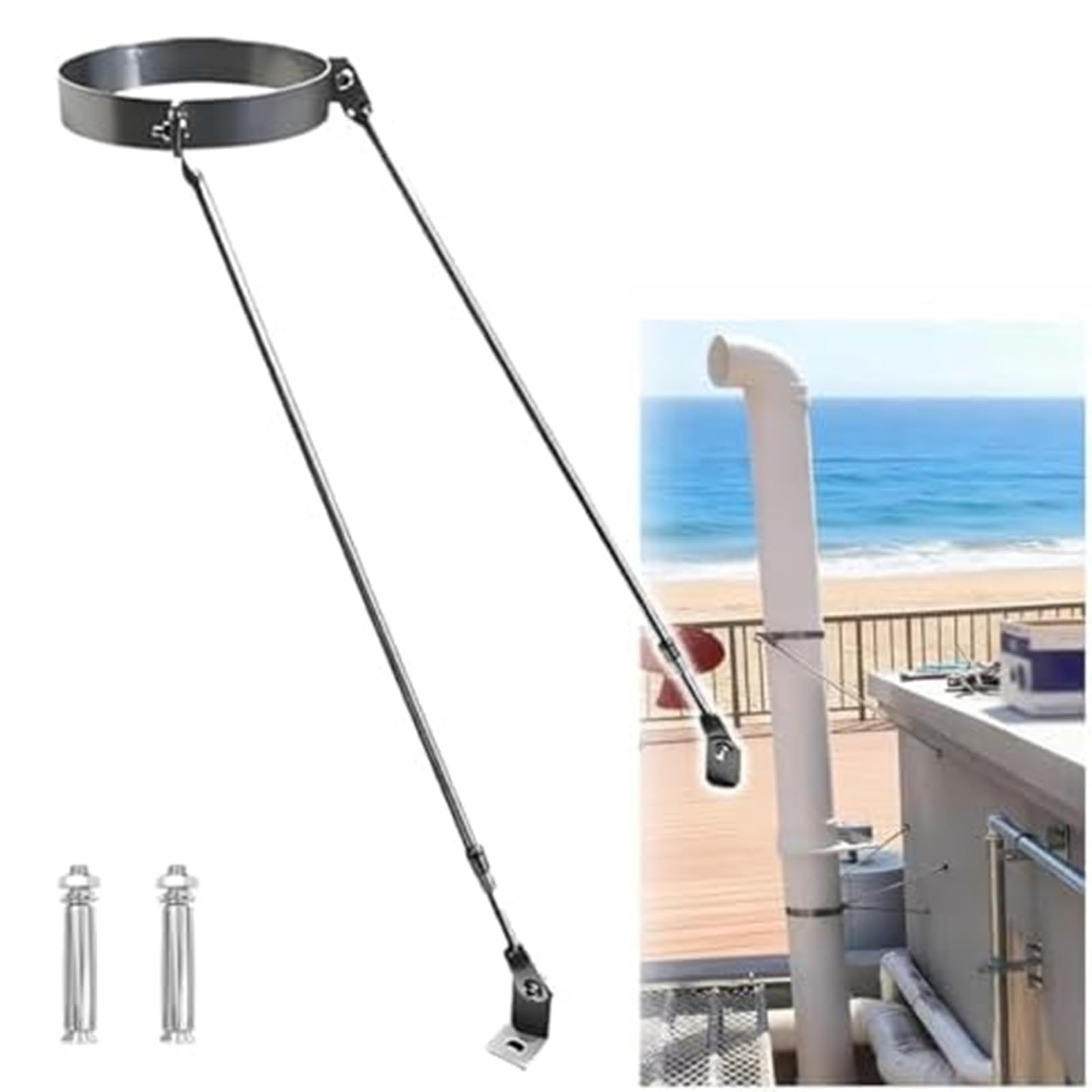Kit de soporte de techo de tubo de estufa de acero inoxidable de 4 a 20 pulgadas, soporte de chimenea extendido con tornillos, soporte protector de estufa resistente al viento (diámetro de 43,2 cm)