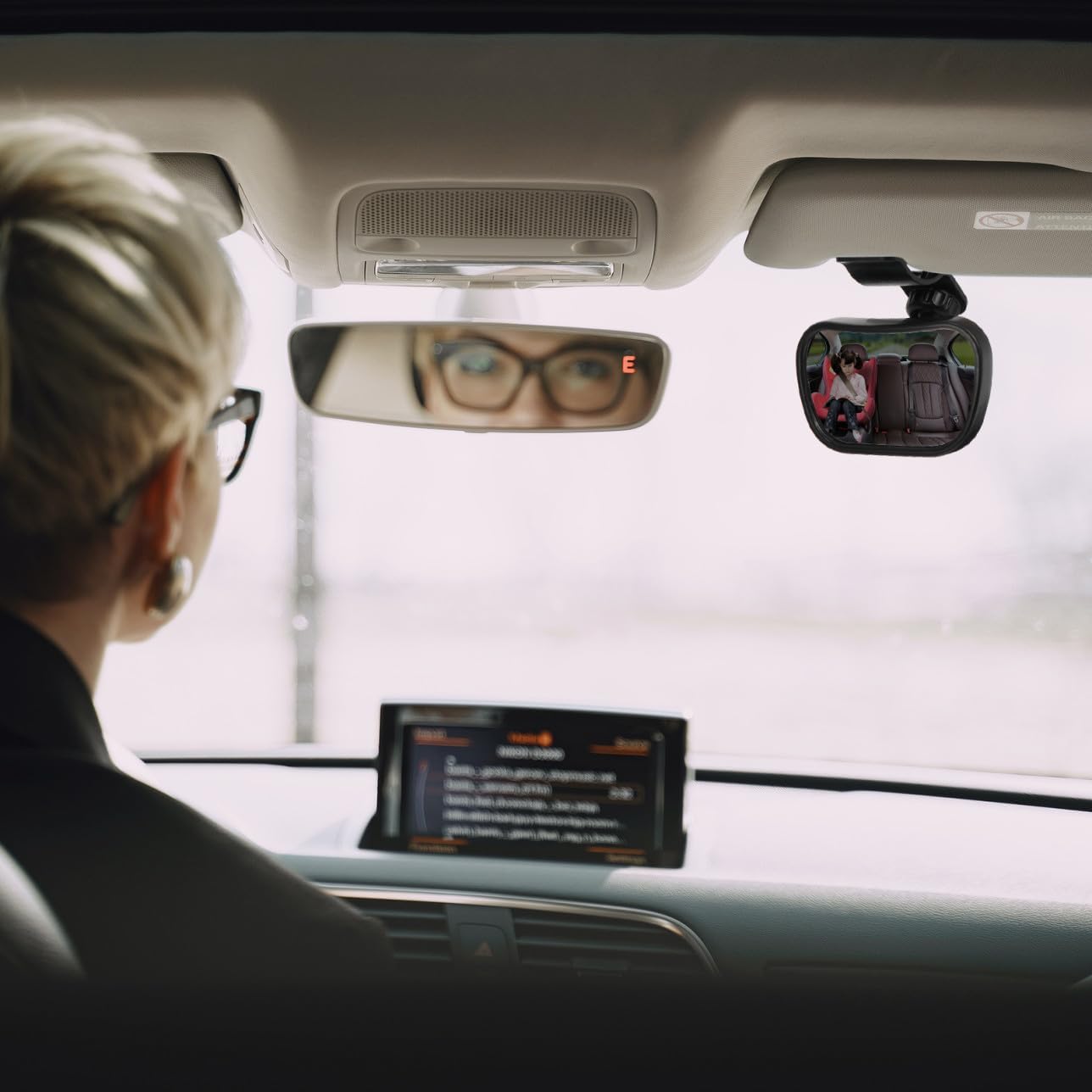 Impact Resistant Car Rearview Mirror with Wide Angle View Durable Observation Mirror for Backseat Safety Installation Black Interior Monitor for Newborns
