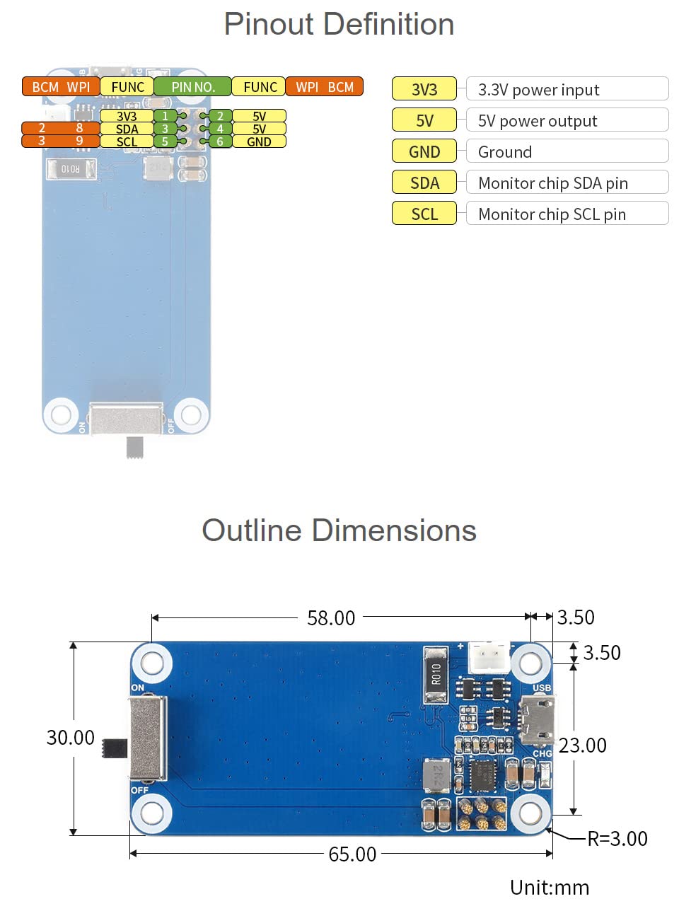 Waveshare UPS Hat (C) for Raspberry Pi Zero 5V Uninterruptible Power Supply Multi Batt Protection Circuits(Batt is Not Included)
