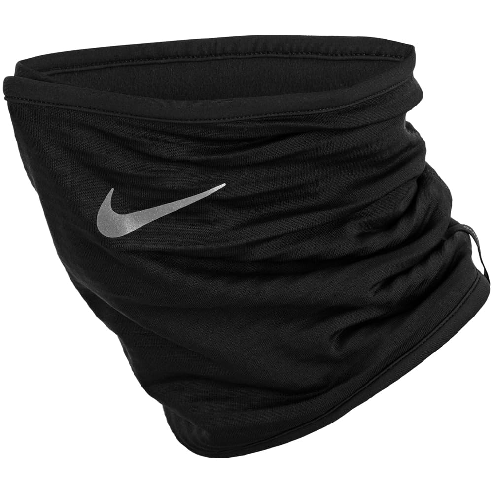 Nike Therma-Fit Sphere Neckwarmer 5.0 Tube Scarf Neck Warmer Winter Running Outdoor Training Sports Scarf Warm, Black/Silver, One Size