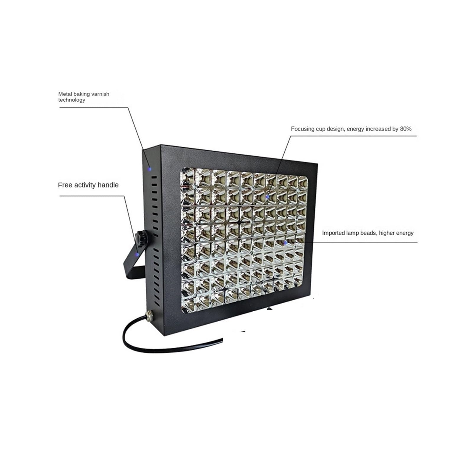 lámpara de curado UV, Lámpara De Curado Resina, Tinta Aceite Verde, Adhesivo Sin Sombras, LED Ultravioleta Alta Intensidad, 395nm, 405nm, Refrigerado Por Aire(365nm,400W)