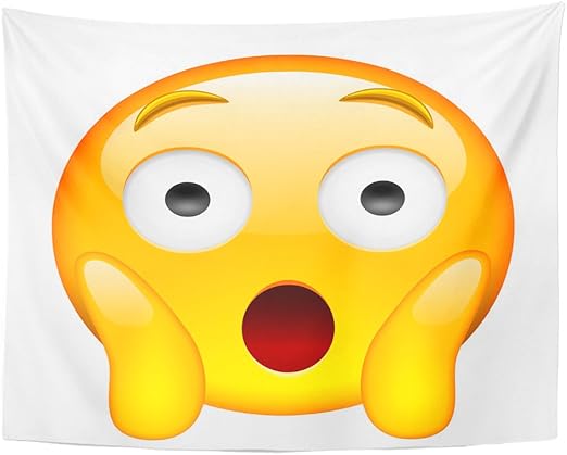 Amazon Co Jp Varyhomeタペストリーイエローamorousness Face Screaming In Fear絵文字スマイル顔文字 Onホワイトボールbeguinホームインテリア壁hangingのリビングルームベッドルーム寮 60 X 80 オレンジ ホーム キッチン