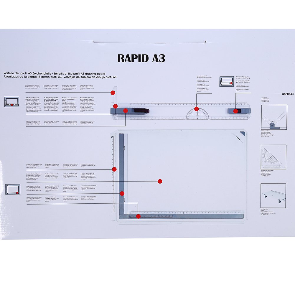 Tavolo da Disegno per Tavolo da Disegno A3, Tavolo da Disegno A3 con Movimento Parallelo e righelli ad Angolo Regolabile per ufficio lavoro studenti studio