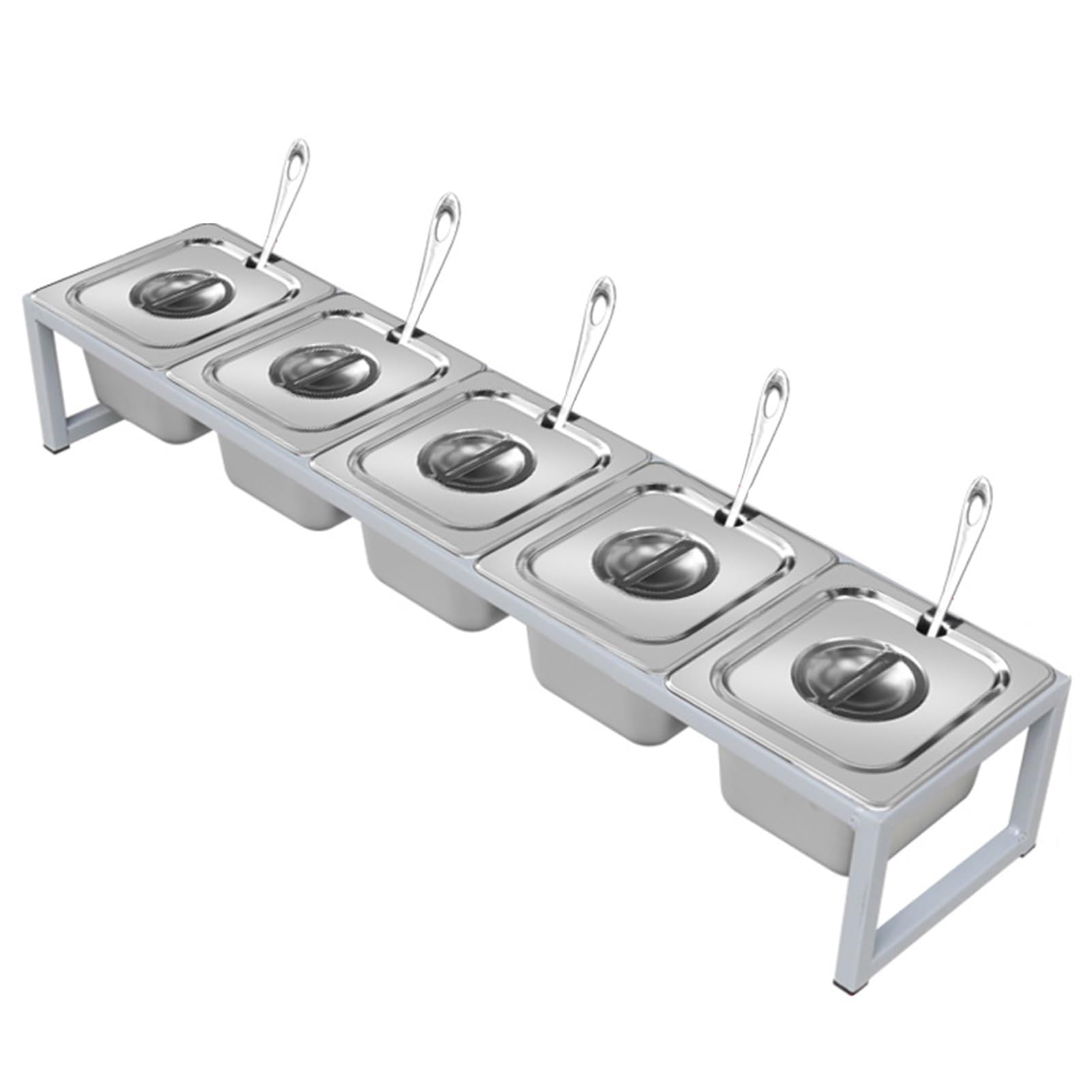 WDSOPK Commercial Spice Rack Set, Topping Station Organizer Condiment Container Dispenser, Seasoning Sauce Salad Jam Ingredients Condiment Racks for Kitchens Buffets (Silverc 81.5x18.5x13.5cm)