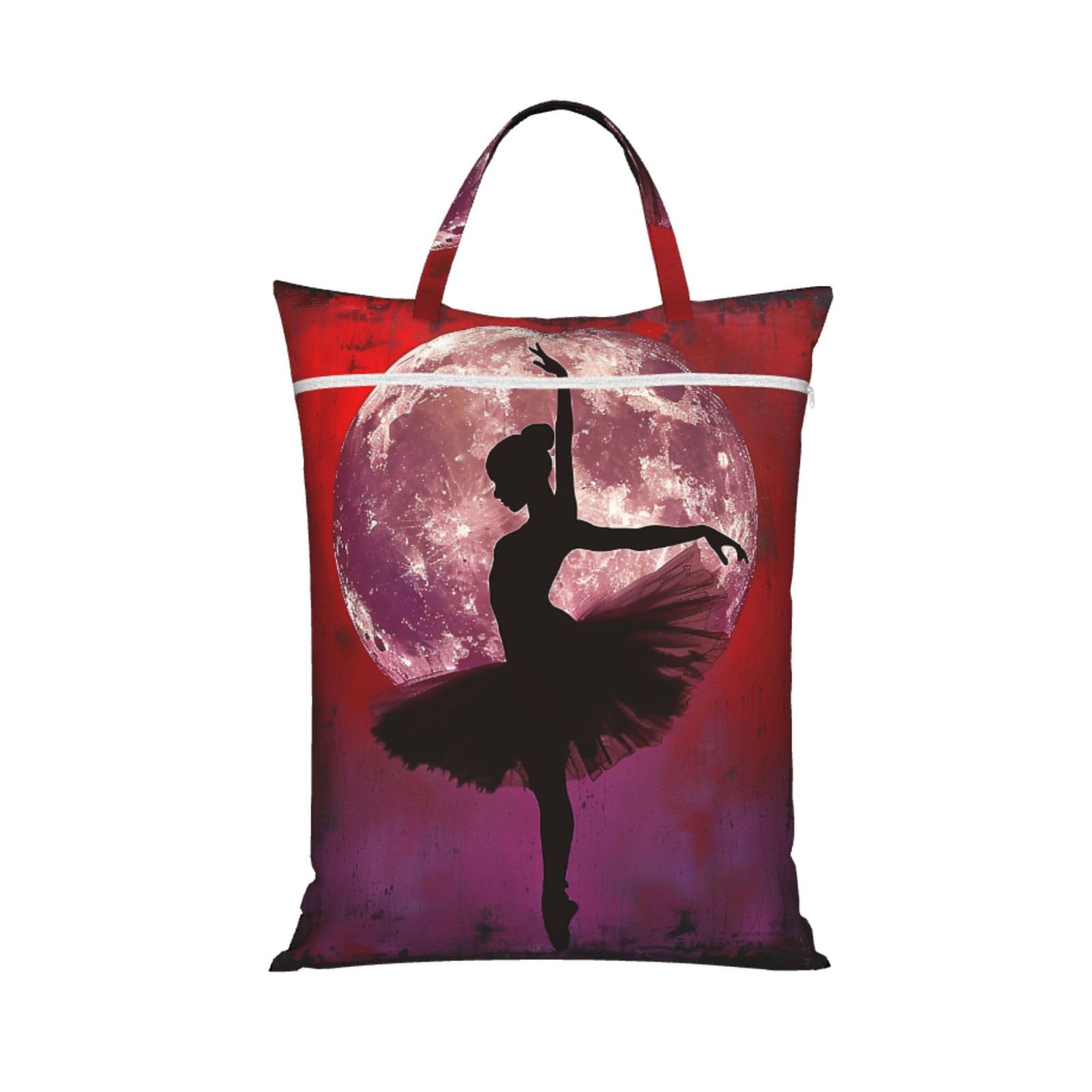 Large Travel Laundry Bags,Ballerina Dance Print with Handle Foldable Laundry Bag for Holidays Gym Swimming and Family Trips, 1Pcs