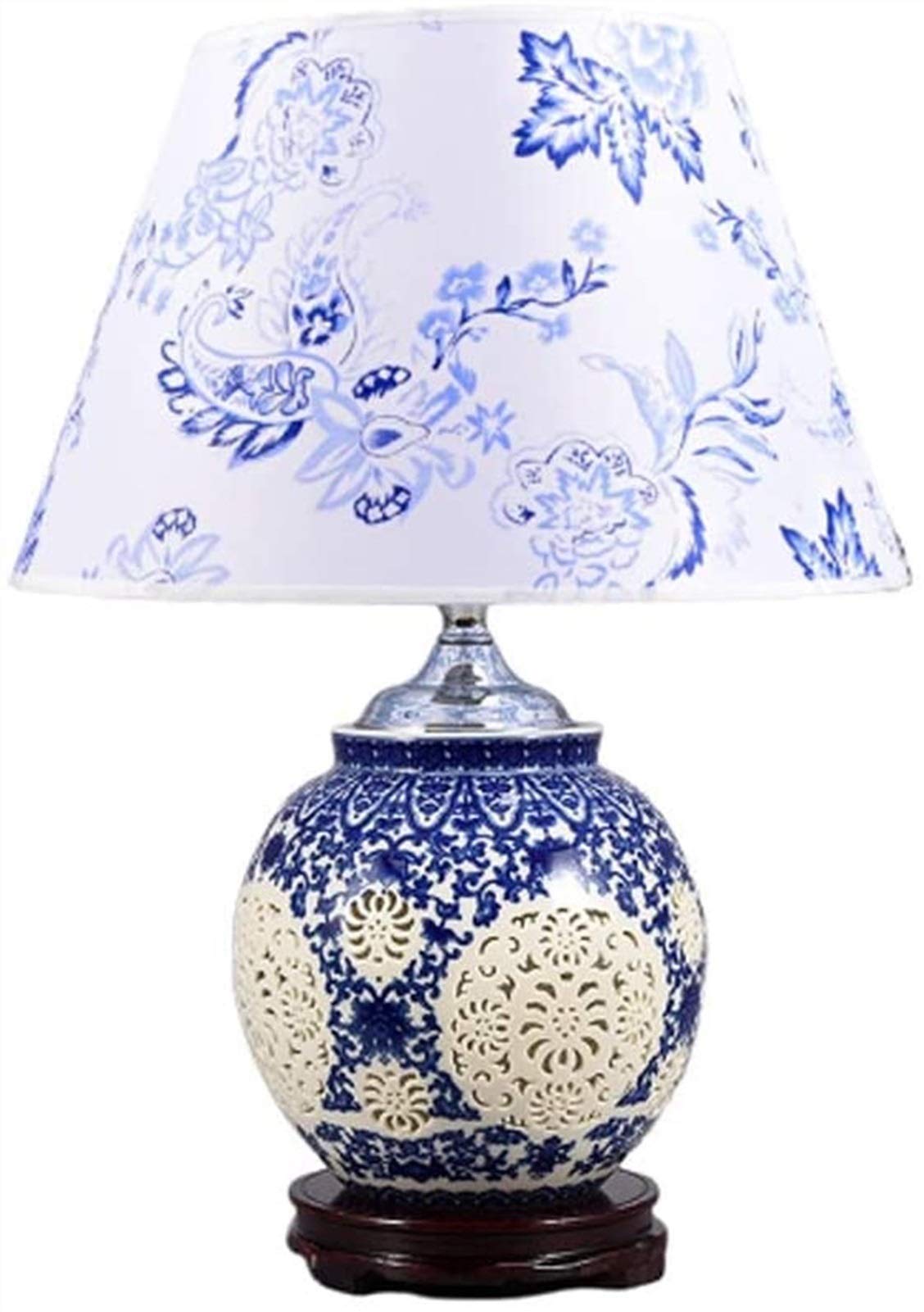 Lampa stołowa Lampa biurkowa Chińska lampa stołowa Lampka nocna do sypialni Salon Dom Klasyczny Retro Lampa stołowa Ceramiczne puste lampy stołowe Czytanie (kolor: niebieski)