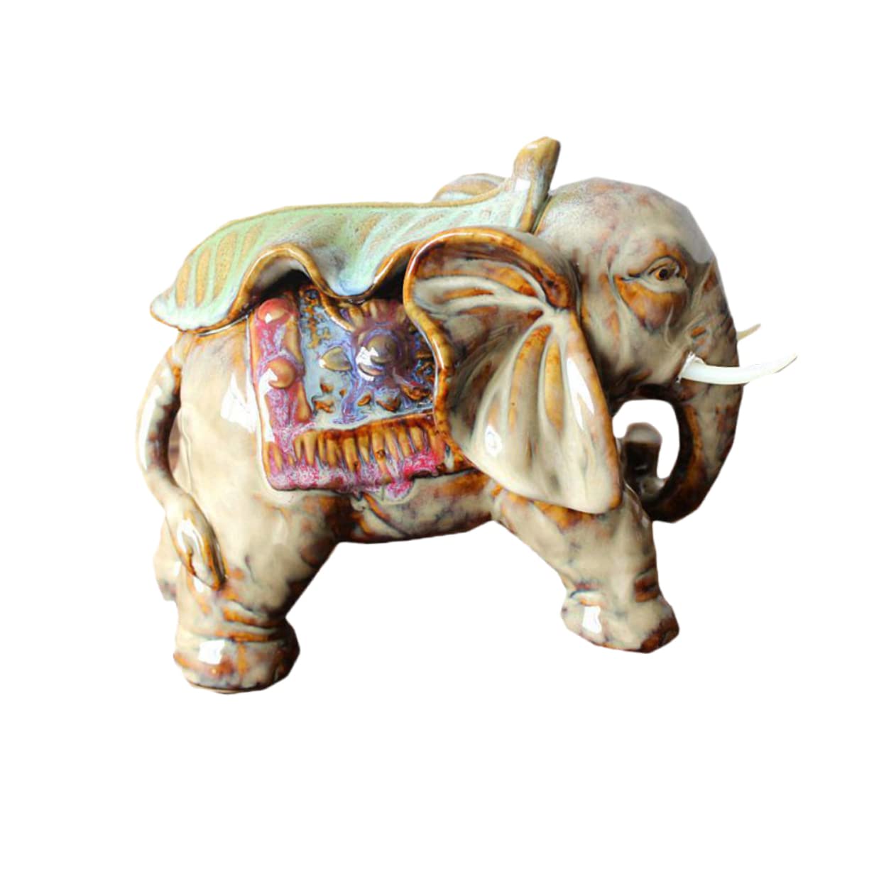 Abaodam Figura De Elefante De Cerámica Escultura De Elefante para Decoración Creativa Obra De Arte Artesanal Cerámica Hogar
