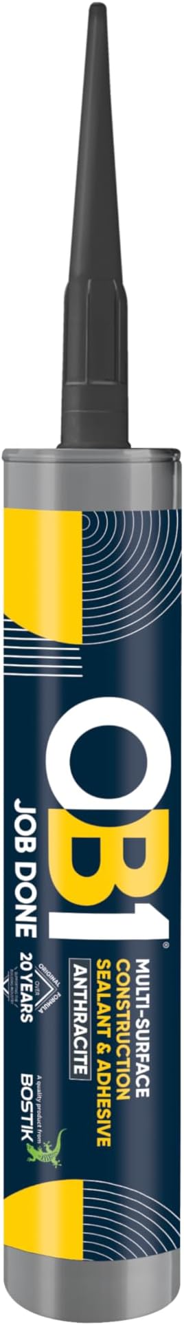 OB1 Anthracite Multi-Surface Construction Sealant & Adhesive - Hybrid Technology - Excellent Chemical Resistance - Water & Weather Resistant - 290ml