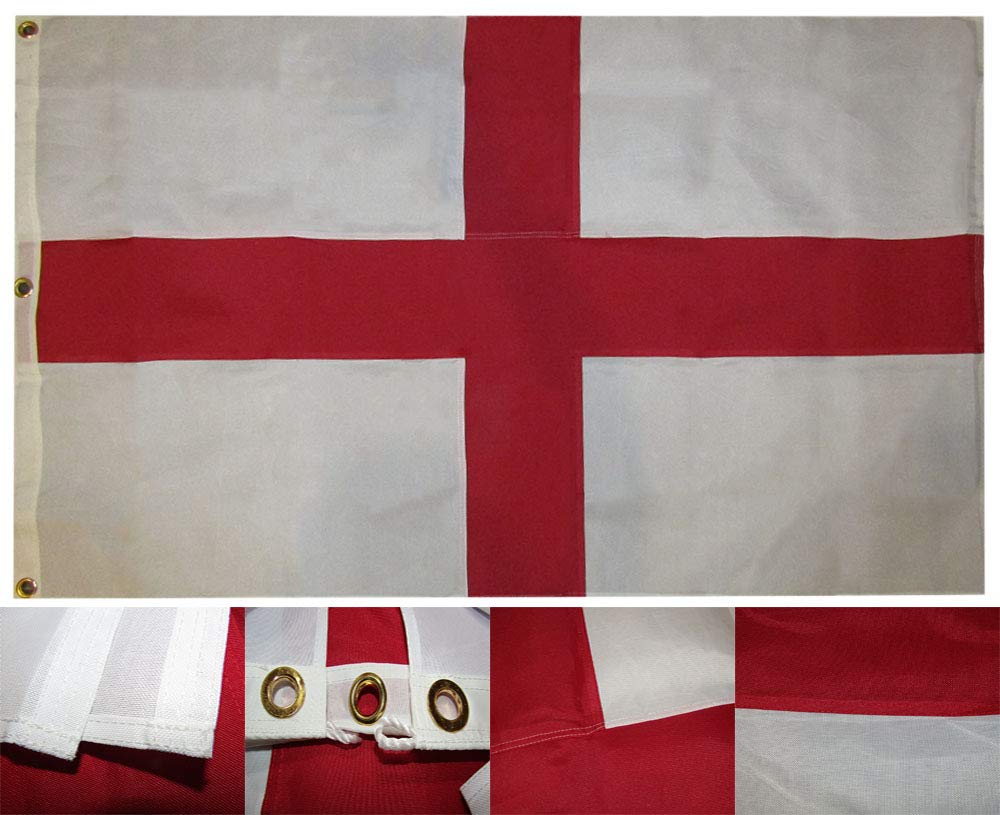 Baumwollflagge Bestickt 3x5 Bestickt Genäht England Kings Farben