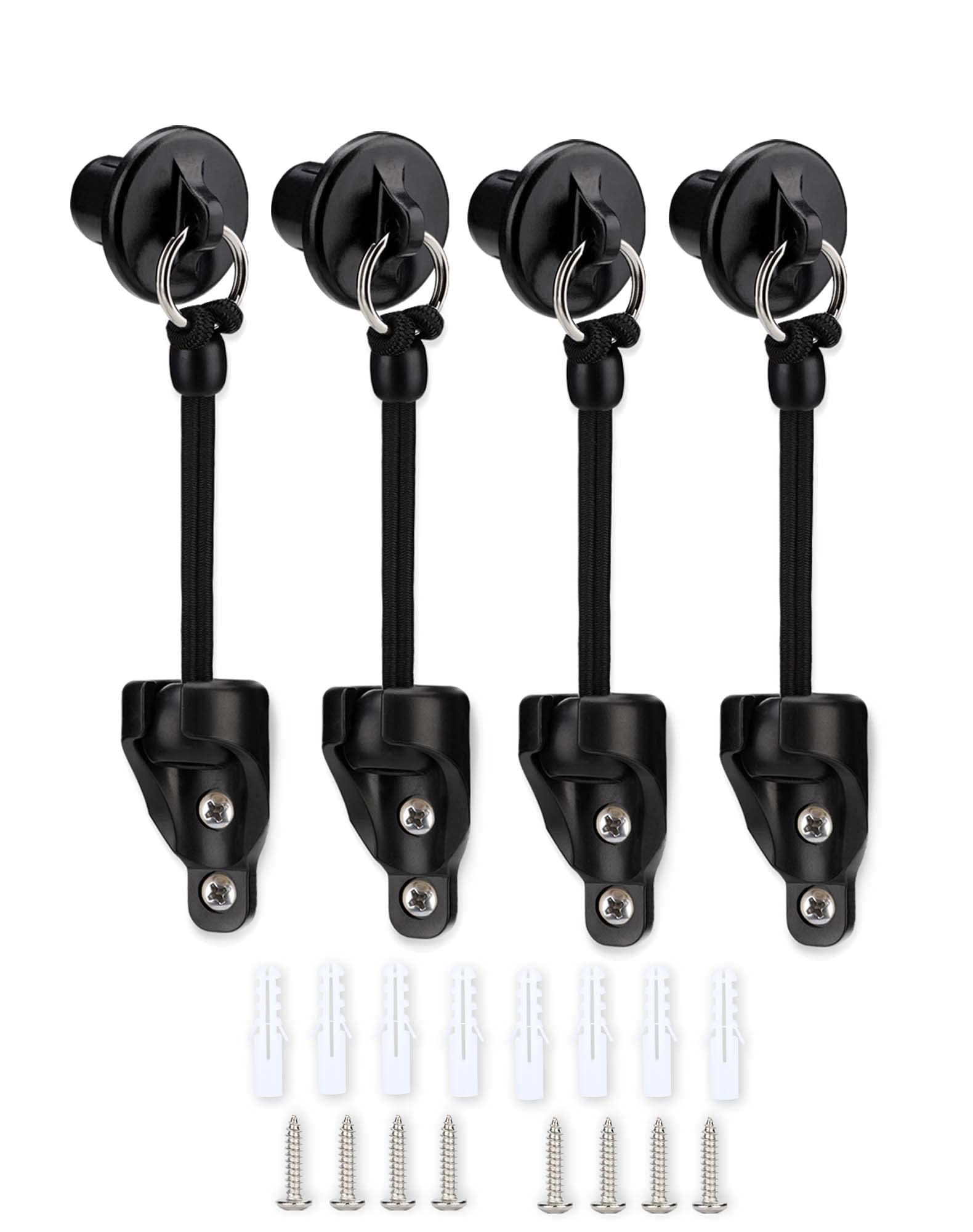 Coolaroo Replacement Parts Bungee Kit and End Cap,Compatible with Coolaroo Outdoor Roller Sun Shade Replacement Parts,Shade Tie Downs(2set,Black)