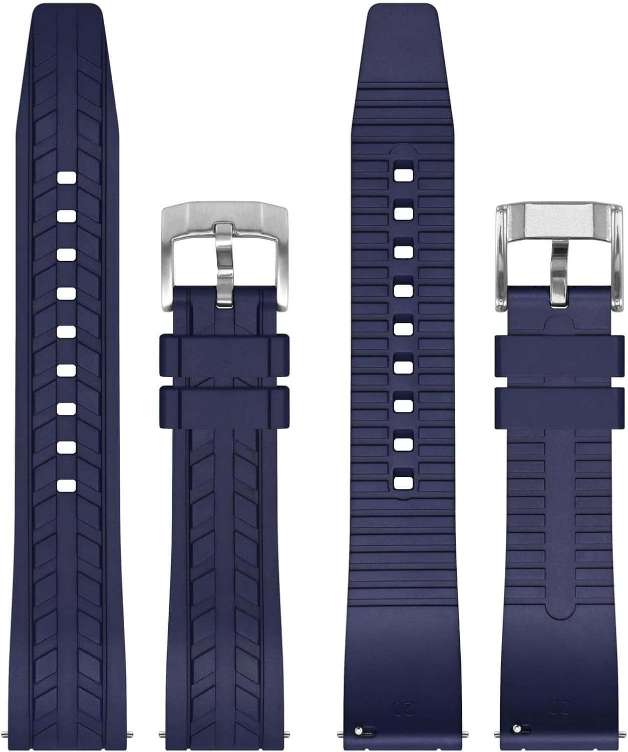 WOCCI Watch Bands, FKM Rubber (Not Silicone), Replacement Straps for Men and Women, Quick Release, Compatible Watch Lug Width 20mm 22mm - Image 3