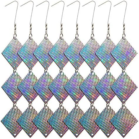 Holographic Reflective Bird Scare Discs for Woodpeckers and Pigeons, Bird Reflectors Scarer, Keep Birds Away, 24 Diamond-Shape Disks