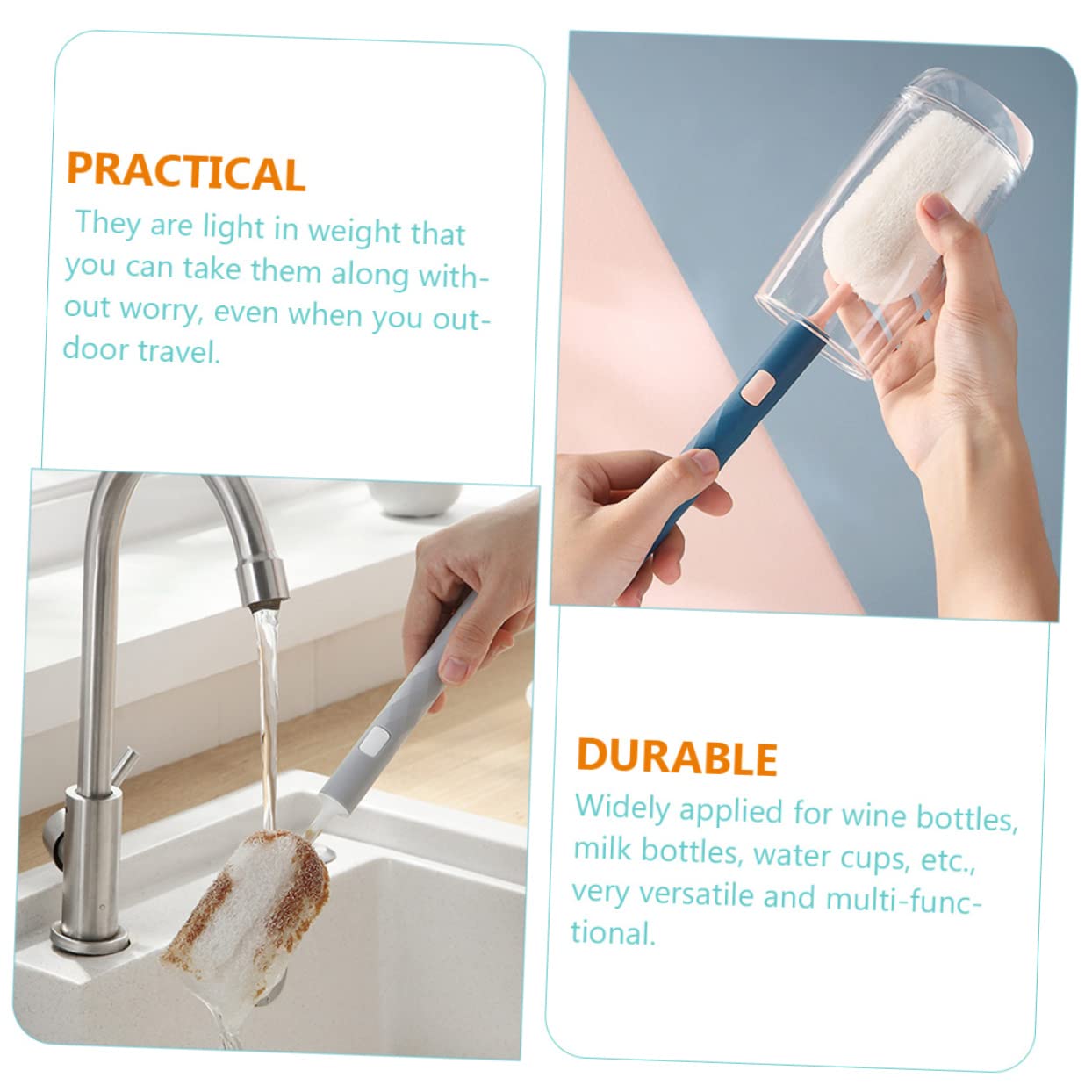 ibasenice 12pièces Brosse De Nettoyage Détachable Pour Bouteilles Brosse Longue Pour Tétines Et Gourdes Nettoyage Pratique Avec Poignée Confortable Couleurs