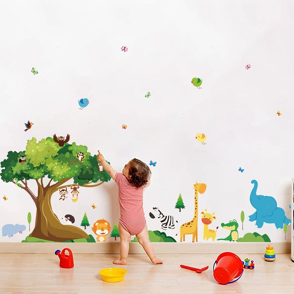 Runtoo Calcomanías De Pared De árbol Grande, Plantas Verdes, Selva,  Calcomanías De Pared Para Habitación De, image size:1000x1000