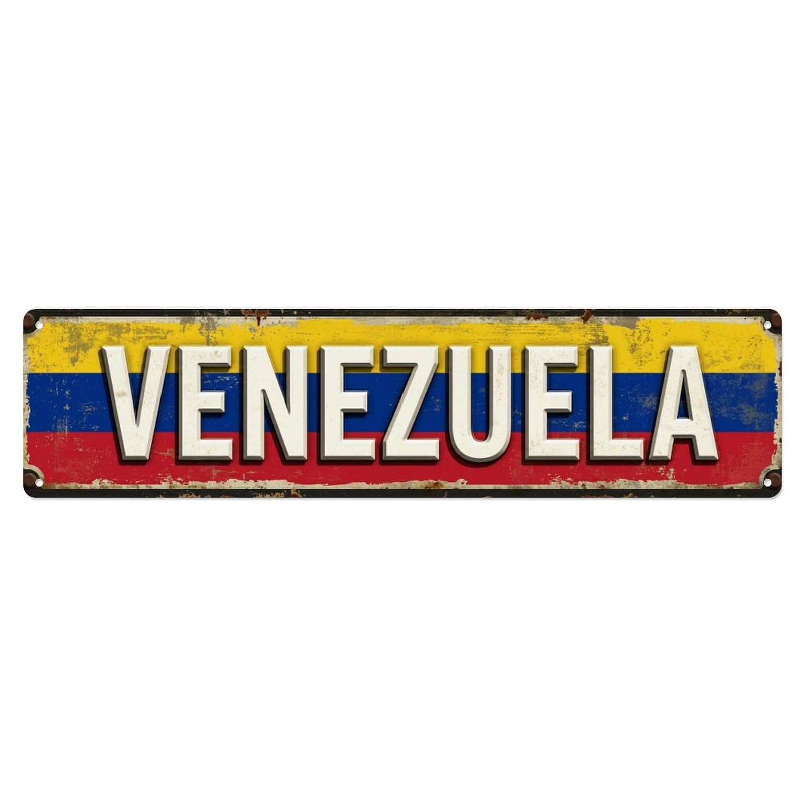 Vintage Venezuela Flag Pattern Metal Tin Sign