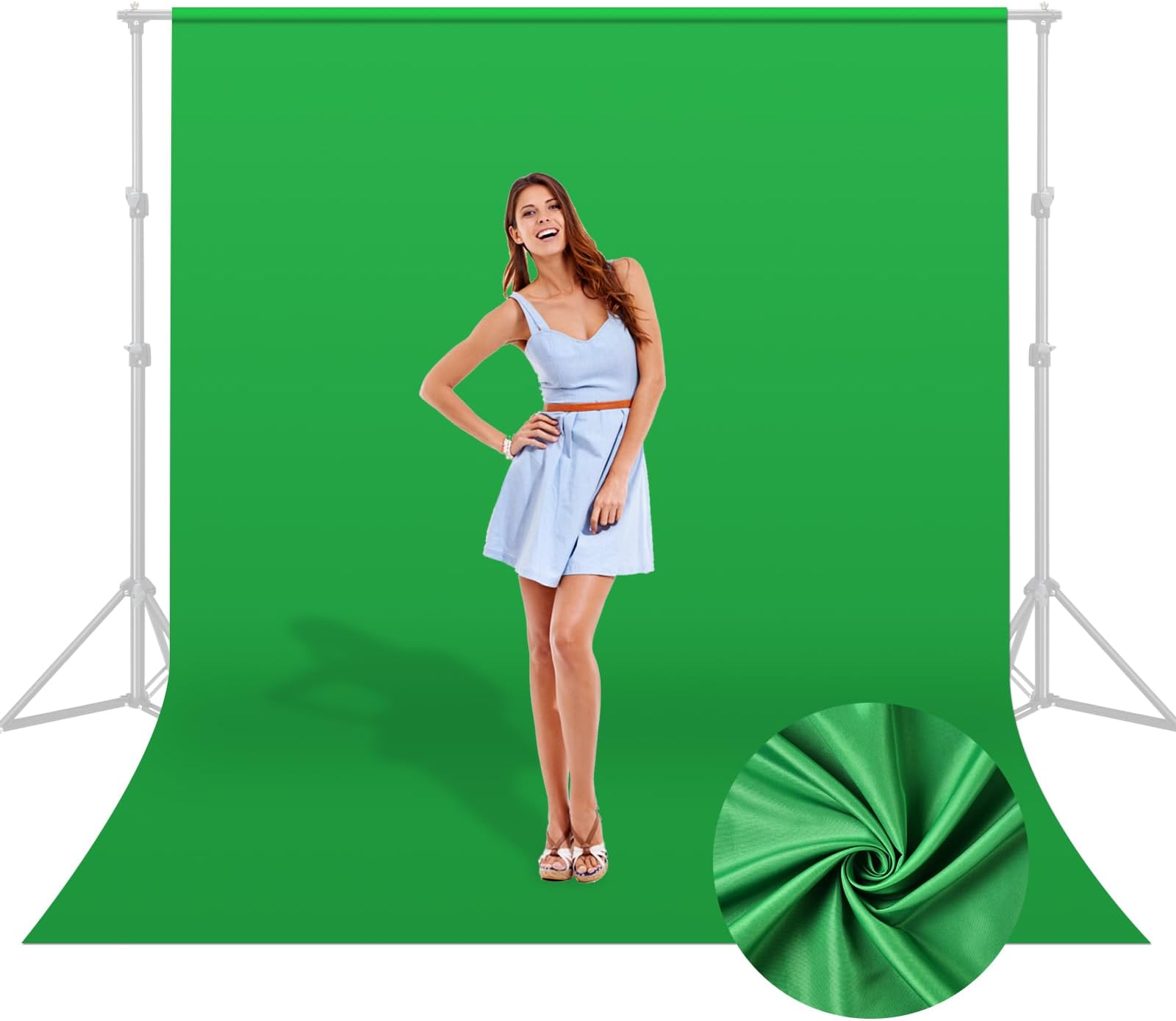 UTEBIT 5x6.5ft Green Screen Backdrop, Photography Backdrop Chroma Key Small Greenscreen Sheet Background for Streaming, Zoom Meeting, PS Keying, Video Creation, Studio Portrait Shoots (Backdrop Only)