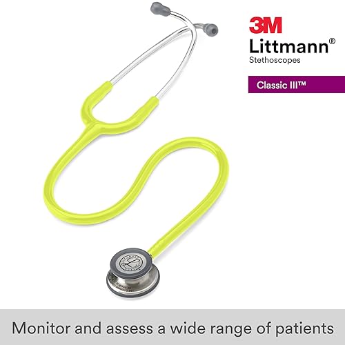 Vista 21 de 3M Littmann Classic III - Estetoscopio de monitoreo 5622, 2 veces más volumen*, menos peso**, campana de acero inoxidable, 27 pulgadas, tubo azul