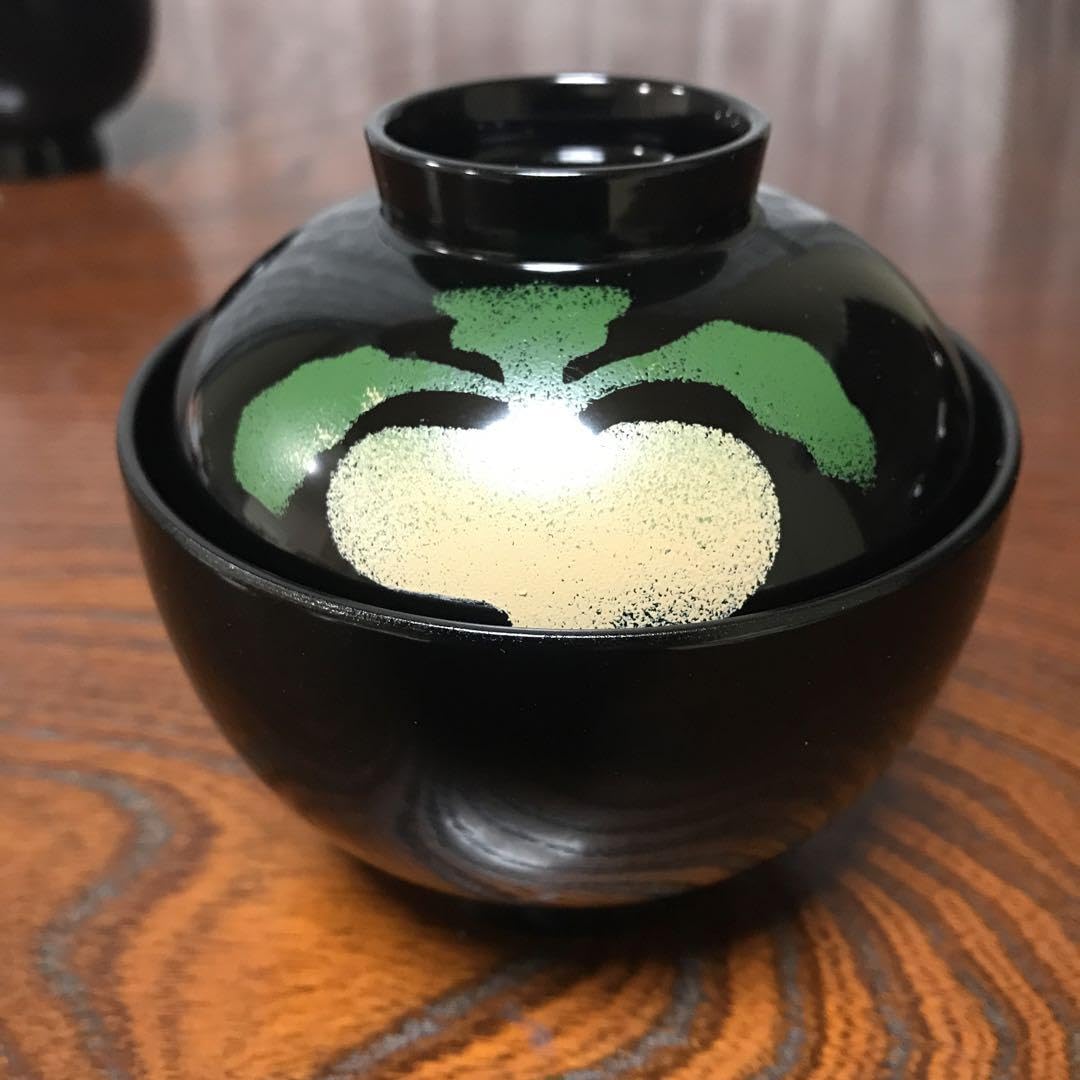 お値下げ！越前塗 野菜 うるし絵 蓋つき 汁椀 5個 絵変り 【公式通販】