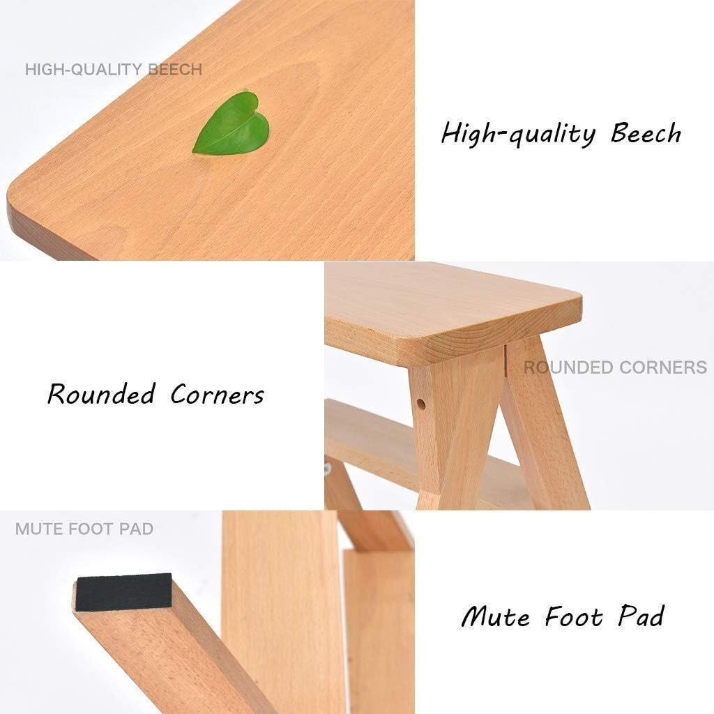 Indoor Climbing Stool, Folding Step Ladder Stool Household Stair Chair Portable Staircase Chairs Step Stool/Natural Color