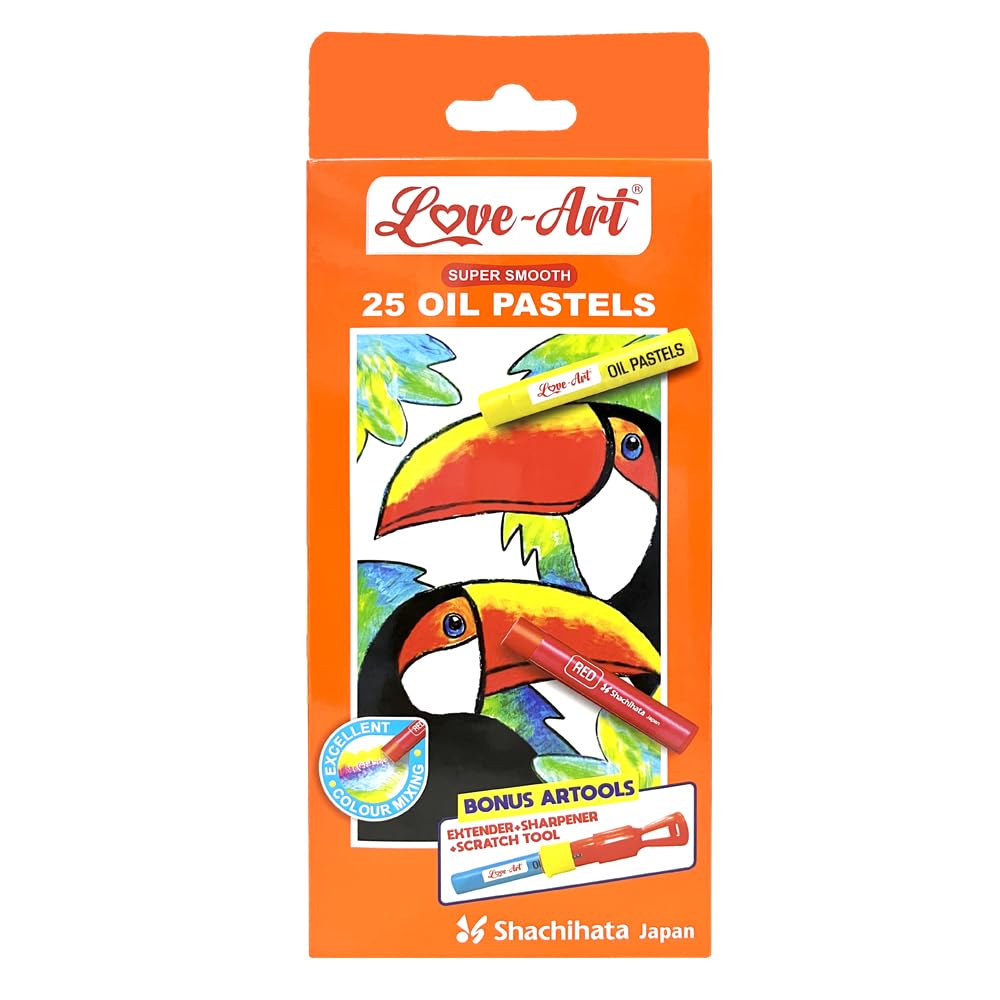 Artline Love-Art Oil Pastel Set Of 25 in Quanity 2 | Ideal For Colour Mixing, Etching, Tinting | Free Art Tools