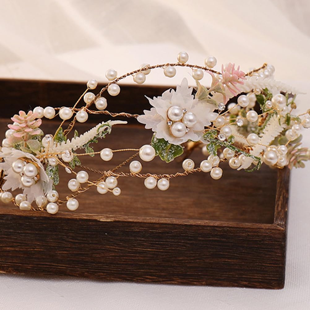 Beaupretty Floral Hair Accessories Headband Wedding Hair Band Bridal Headpiece Leaf Design Photography Prop for Bride and Flower Girl - Image 7